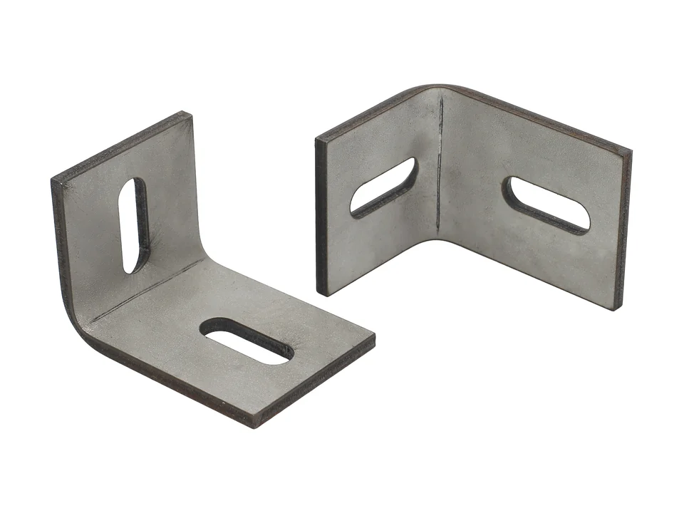 Two photographed slotted angle brackets.