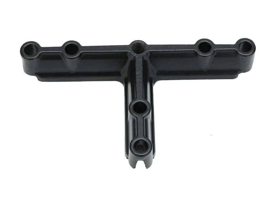 Photographed black tee-shaped suspension connector.